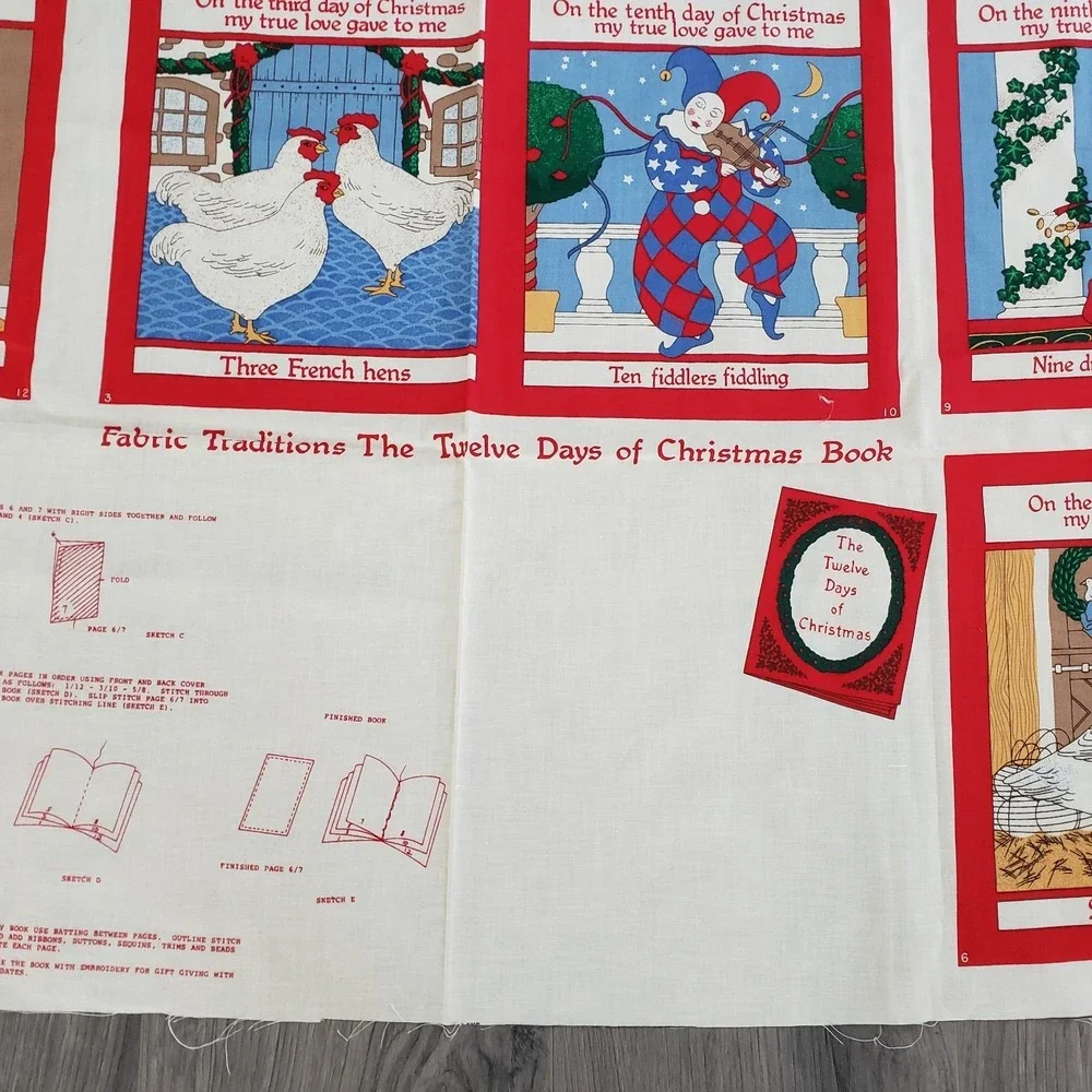 Vtg 1990 Ellen Blonder Fabric Traditions 12 Days Of Christmas Sew A Book Cloth